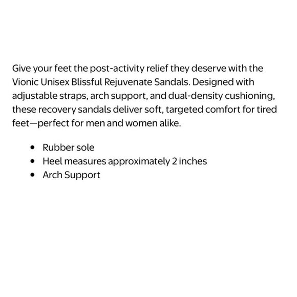 Vionic Unisex Blissful Rejuvenate Sandals M11.5/W13 Arch Support Adj. Slip-On - Picture 8 of 11